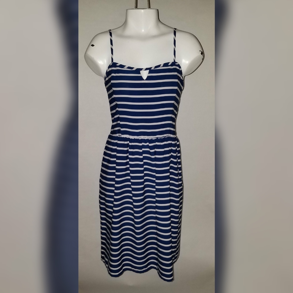 Navy Blue Cute Striped Dress